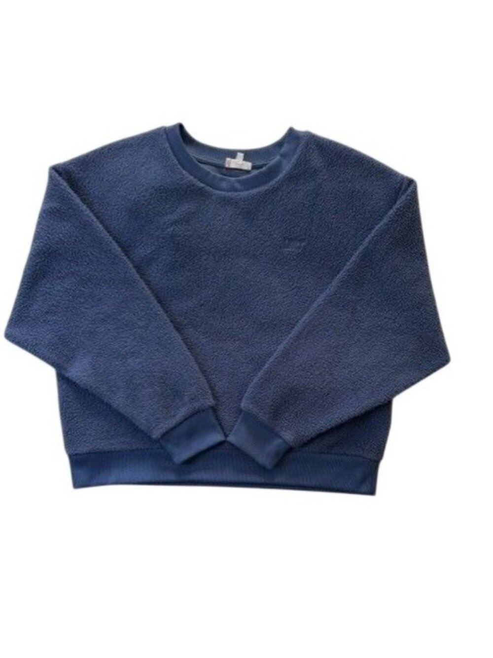 Sherpa Crew Neck Levi's L Sweatshirt Indigo Faux Fur Sweater Cropped Comfy Cozy
